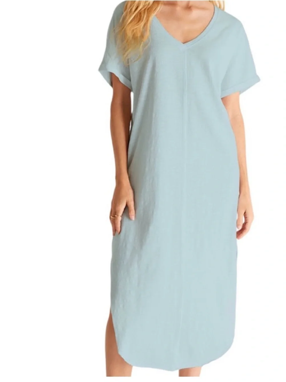 Z Supply Longline Black Cotton Gauze Lightweight Patch Pocket Round Neck Dress - Picture 2 of 10